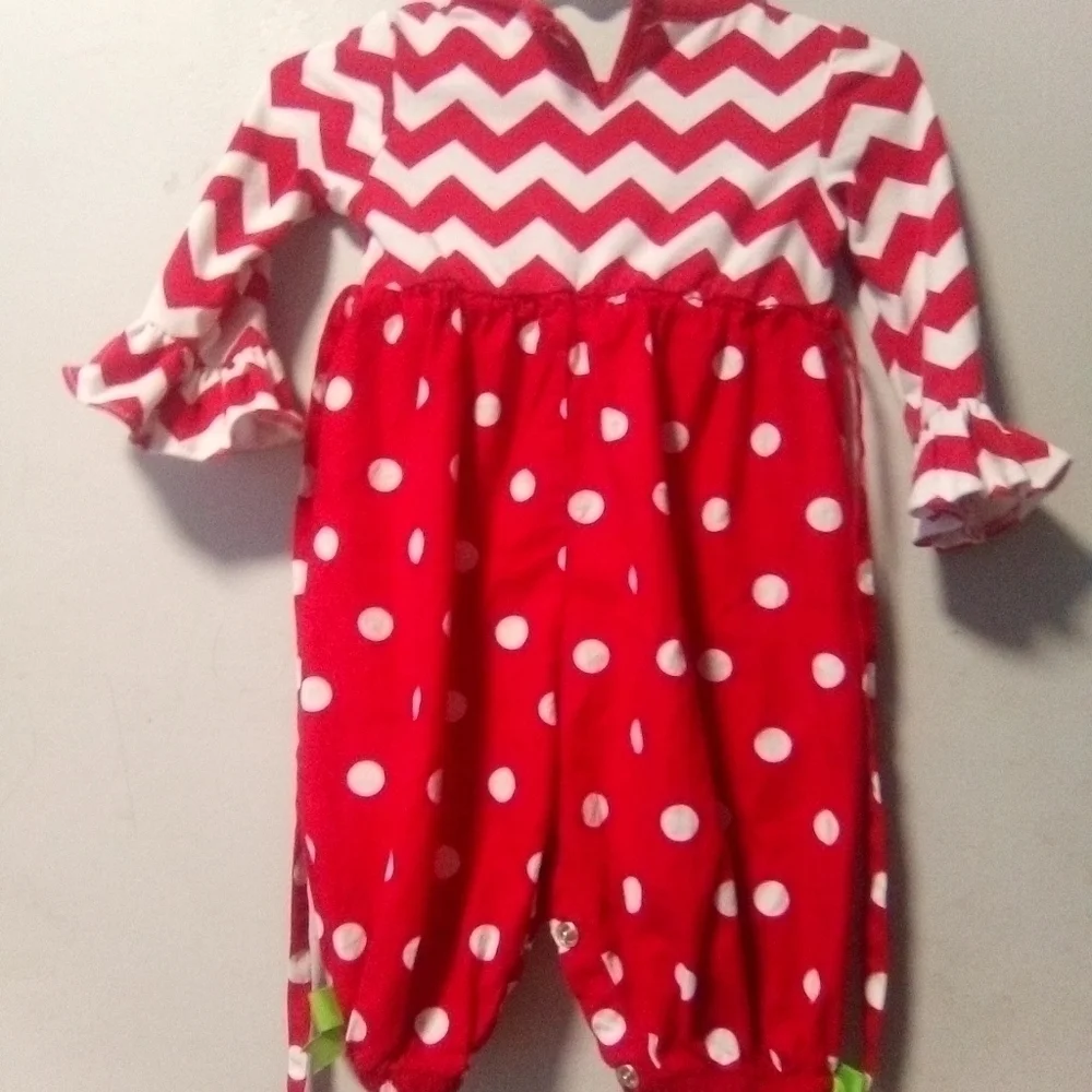 RARE addition brand girls holiday one piece festive outfit. Size 9 months.